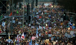 Manifestation contre le racisme et le parti Alternative pour l'Allemagne (AfD), le 28 janvier 2024 Ă Hambourg