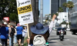 Manifestation de membres du syndicat américain d'acteurs SAG-AFTRA, le 12 juillet 2023 à Los Angeles, en Californie