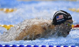 L'Américain Michael Phelps en demi-finale du 200 m papillon le 8 août 2016 à Rio