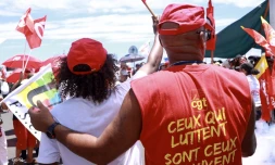 Rassemblement contre la réforme des retraites devant la CGSS de Saint-Denis le 16 janvier 2020