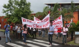 Manifestation contre la nomination de Gilles Leperlier à la médiathèque de Sainte-Suzanne, le 1er février 2014. (photo DR)