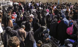 Dans le camp d’Al-Hol, dans le nord de la Syrie, le 28 août 2025. DELIL SOULEIMAN / AFP 