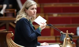 La présidente de l'Assemblée nationale Yaël Braun-Pivet en séance, le 6 juin 2023 à Paris ( AFP / bERTRAND GUAY )