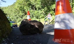 Éboulis sur la route de la Montagne