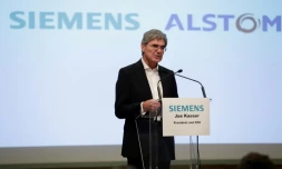 Le patron de Siemens Joe Kaeser annonce le rapprochement de son entreprise avec Alstom à Paris le 27 septembre 2017