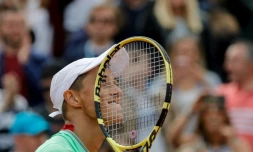 Le Français Antoine Hoang vainqueur de l'Espagnol Fernando Verdasco au 2e tour de Roland-Garros, le 30 mai 2019 à Paris
