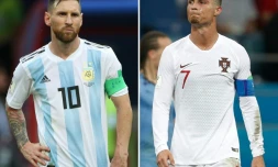 Photo montage de l'Argentin Lionel Messi (g) et du Portugais Cristiano Ronaldo, le 30 juin 2018
