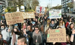 Des étudiants manifestent contre la loi travail à Rennes le 31 mars 2016