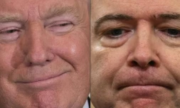 Un photomontage fait le 12 mai 2017 de portraits de Donald Trump et de l'ex-chef du FBI James Comey