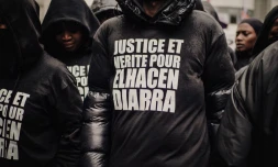 Une marche en mémoire d'El Hacen Diarra, le 25 janvier 2026, à Paris. (BASTIEN OHIER / AFP)