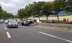 Un accident se produisait ce dimanche après-midi 10 décembre 2017 peu après 13 heures sur la quatre voies dans le sens descendant Tampon/Saint-Pierre