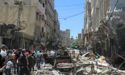 Site d'une double explosion à l'extérieur du mausolée chiite de Sayead Zeinab, prÚs de Damas, le 11 juin 2016