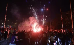  Des supporteurs bloquant une route près du Parc des Princes, Paris, 7 mai 225 © GEOFFROY VAN DER HASSELT / AFP 