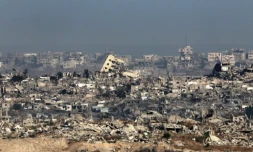 Les destructsions dans la bande de Gaza vues du sud d'Israël, le 20 mai 2025 ( AFP / Jack GUEZ )