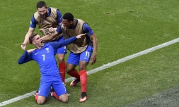 Les Bleus à leur arrivée au stade Décines-Charpieu le 26 juin 2016 près de Lyon 