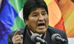 Le président bolivien s'exprime lors d'une conférence de presse à La Paz, le 24 octobre 2019
