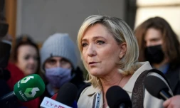 La candidate du RN à la présidentielle Marine Le Pen le 29 janvier 2022 à Madrid 