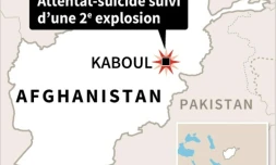 Carte de localisation de l'attentat-suicide dans une salle de sport de Kaboul suivi d'une seconde explosion qui s'est produite à proximité 