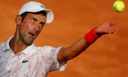 Le Serbe Novak Djokovic face à son compatriote Filip Krajinovic en 8e de finale du tournoi de Rome, le 18 septembre 2020