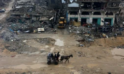 Dans les ruines de Beit Hanoun, dans le nord de la bande de Gaza, le 12 février 2025