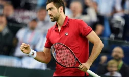 Le Croate Marin Cilic  en finale de la Coupe Davis, le 25 novembre 2016 à Zagreb