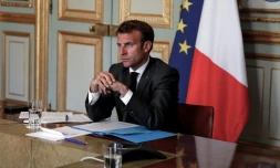 Le président Emmanuel Macron, le 18 mai 2020 à l'Elysée à Paris