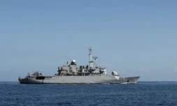 La frégate FS Ventose de la Marine française en mission en mer au large de la Martinique, le 15 novembre 2024 aux Antilles ( AFP / JULIEN DE ROSA )