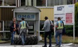 Des employés arrivent au site de GM&S, le 12 juillet 2017 à La Souterraine