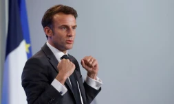 Emmanuel Macron présente son plan pour la réindustrialisation de la France, le 11 mai 2023 à l'Elysée