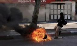 Heurts entre jeunes Palestiniens et soldats à Hébron, le 2 mai 2023 ( AFP / HAZEM BADER )