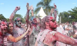 La holi holi, la fête des couleurs, clôturait le Dipavali 2017 à Saint-André. (Photos H.F.)