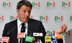L'ancien président du Conseil italien et dirigeant du Parti démocrate (PD) Matteo Renzi, le 5 mars 2018 au siège de son parti à Rome