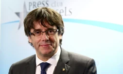 Le président catalan destitué Carles Puigdemont, lors d'une conférence de presse à Bruxelles, le 31 octobre 2017