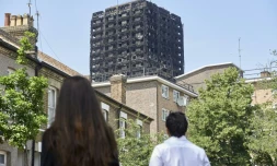 La tour Grenfell calcinée, le 20 juin 2017 à Londres