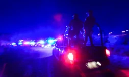 La police mexicaine patrouille près du Rio Grande pour empêcher le passage de ce fleuve frontière entre la ville mexicaine de Ciudad Acuna et les Etats-Unis, le 23 septembre 2021