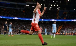 L'attaquant de Monaco Radamel Falcao, auteur d'un doublé face à Manchester City en Ligue des champions à l'Etihad Stadium, le 21 février 2017
