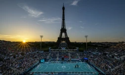 Tournoi paralympique de cécifoot près de la Tour Eiffel, photo du CIO, le 1er septembre 2024 à Paris