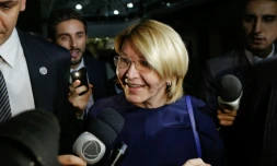 L'ex-procureure générale du Venezuela Luisa Ortega à son arrivée à l'aéroport de Brasilia, le 23 août 2017