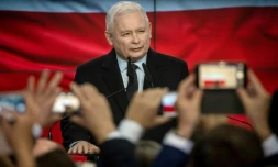 Le chef de file du parti Droit et Justice (PiS) de Jaroslaw Kaczynski, le 13 octobre 2019 à Varsovie

