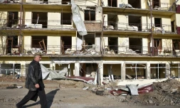 Un immeuble détruit par les combats, à Choucha, le 1er novembre 2020