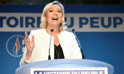 Marine Le Pen s'exprime au soir des résultats des européennes, le 26 mai 2019