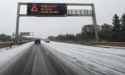 Neige sur l'A36 entre Montbéliard et Besançon, le 10 décembre 2017