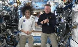 Butch Wilmore et Suni Williams lors d'une conférence de presse depuis la Station spatiale internationale (ISS), le 13 septembre 2024 ( NASA TV / Handout )