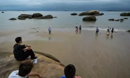 La plage de Xiamen en Chine, tout près d'une île contrôlée par Taïwan, le 3 août 2022