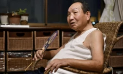 L'ancien boxeur professionnel japonais Iwao Hakamada, condamné à mort pour le meurtre de quatre membres d'une famille en 1966, répond à une interview à Hamamatsu, dans la préfecture de Shizuoka, le 28 août 2018 ( AFP / Kazuhiro NOGI )