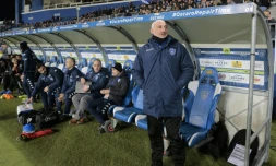 Le coach bastiais François Ciccolini, lors de la réception de Monaco au stade Armand Cesari, le 17 février 2017