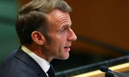 Emmanuel Macron au sommet de l'ONU à New York le 22 septembre 2025. 