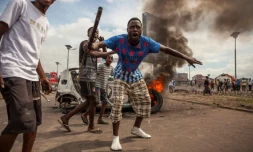 Des manifestants lors d'une manifestation de l'opposition, Ă Kinshasa, le 19 septembre 2016