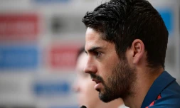 Le milieu espagnol Isco en conférence de presse au camp de base de Krasnodar, le 18 juin 2018