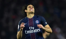 L'attaquant du PSG Edinson Cavani après une occasion manquée contre Toulouse, le 19 février 2017 au Parc des Princes